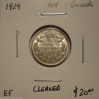 Canada George V 1929 Silver Ten Cents - Ef photo