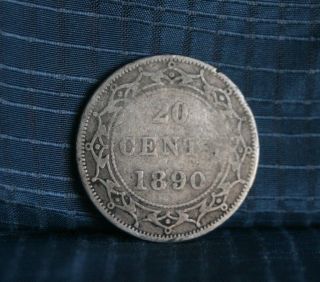 Newfoundland 1890 Silver 20 Cents World Coin Km4 Rare Canada North America photo