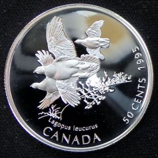 1995 Canada Silver Half Dollar Rare White - Tailed Ptarmigan photo
