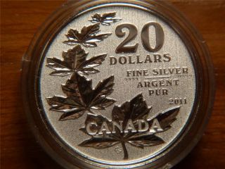 2011 Canada $20 Twenty Dollars, .  9999 Silver Coin,  5 Maple Leaf photo