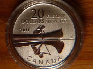2011 Canada $20 Twenty Dollars, .  9999 Silver Coin,  Canoe photo