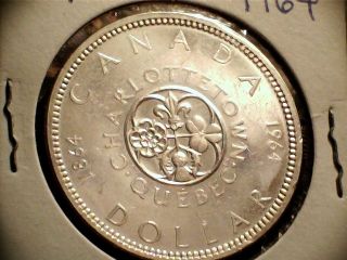 1964 Canadian Silver ($1) Dollar.  Charlottetown / Quebec, . , photo