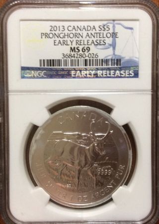 2013 Canada Pronghorn Antelope S$5 Ngc Ms - 69 photo