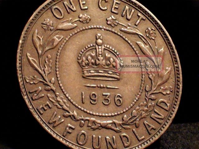 1936 Newfoundlland Large One Cent Coin.  Pre - Confederation Canada Coins: Canada photo