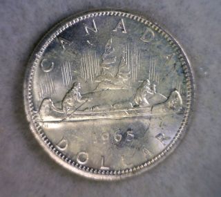 Canada Silver Dollar 1965 Bu Coin (stock 0159) photo