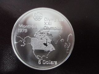 1973 1976 $5 Canada Royal Silver Motreal Olympics North Americ Map photo