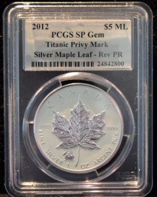 2012 Canada $5 Silver Maple Leaf Reverse Proof - Titanic Privy Mark photo