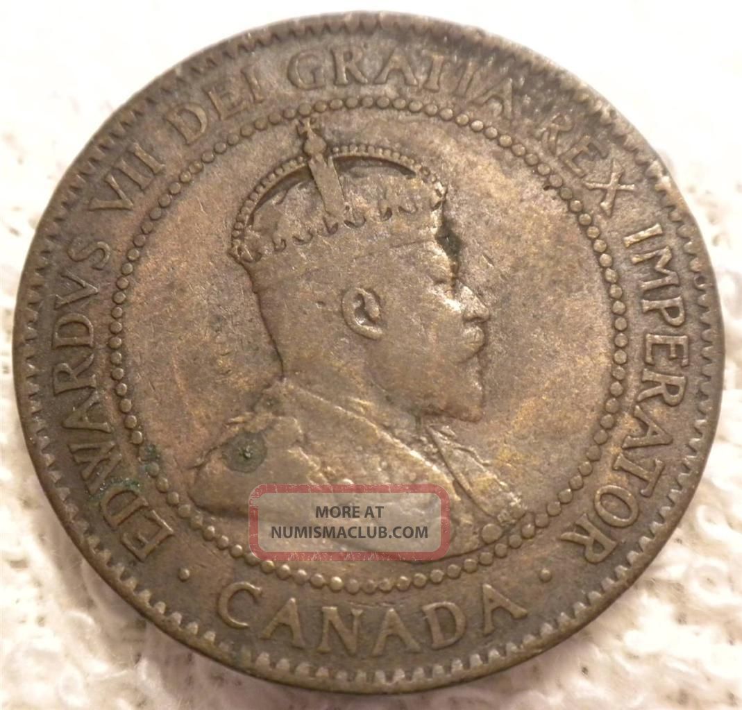 1903 Canadian Large Cent 1 Cent Edward Vii Penny Canada Coin