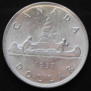 Canadian 1937 King George Vi 80 Silver Dollar photo