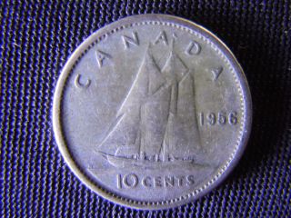 1956 - Canada 10 Cent Coin (silver) - Canadian Dime - World - 75e photo