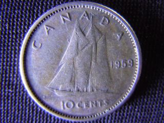 1959 - Canada 10 Cent Coin (silver) - Canadian Dime - World - 76e photo