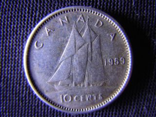 1959 - Canada 10 Cent Coin (silver) - Canadian Dime - World photo
