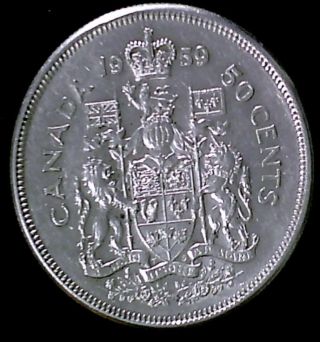 1959 - Silver Half Dollar / Fifty Cent Coin - Vf / Ef (hd65) photo