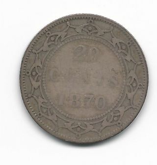 1870 Newfoundland Twenty Cent Coin Fine (c1114) photo