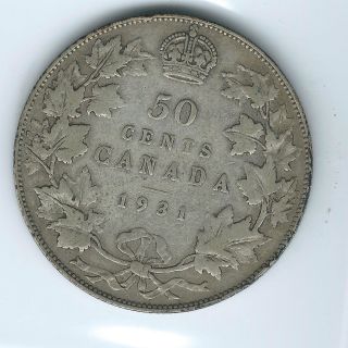 50 Cents 1931 Canada 50c Half Dollar Silver Canadian Coin photo