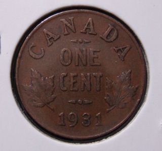 1931 1c Small Cent,  Canada Cent,  King George V,  Canadian,  Penny,  3155 photo