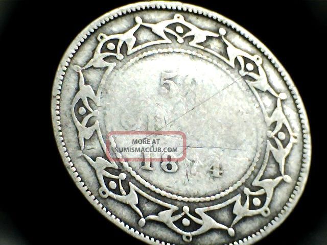 1874 Newfoundland Fifty (50) Cent Coin. .  Pre - Confederation Canada Coins: Canada photo
