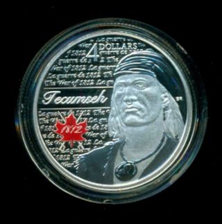 Canada 2012 $4 Fine Silver Coin - Heroes Of 1812 - Tecumseh photo