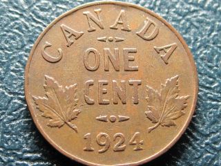 Canada 1924 Fine/ Very Fine Key Date Small Cent photo