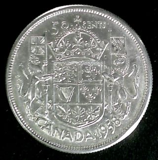 1958 - Silver Half Dollar / Fifty Cent Coin - Vf/ef (reverse Struck Off Center?) photo