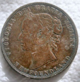1872 H Newfoundland 50 - Cent Coin.  Half - Dollar.  Cir.  Cond.  Silver photo