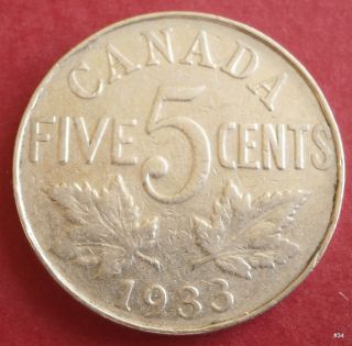 1933 Canada 5 Cents - George V - 4.  54 G – ø 21.  21 Mm photo