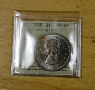 1955 Canadian Silver Dollar Ms 63 photo