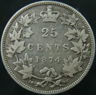 1874h Canada Twenty Five Cents Circulated photo