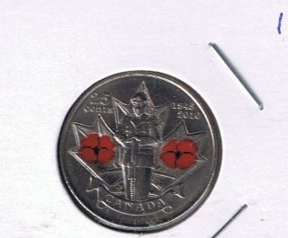 2010 - Canada Red Double Poppy Quarter.  25¢ Coin Canadian 1 photo