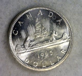 Canada Silver Dollar 1965 Bu Coin (stock 0274) photo