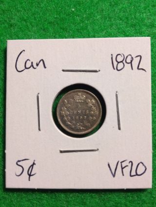 1892 Obverse 2 Canada 5 Cent - Vf20 photo