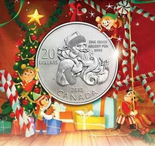 2013 Rcm ($20 For $20 Series) Pure 99.  99 Fine Silver Coin - Santa $20 Dollars photo