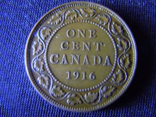 1916 - Canada - Large - One - Cent - Coin -  - Canadian - Penny - G98 photo