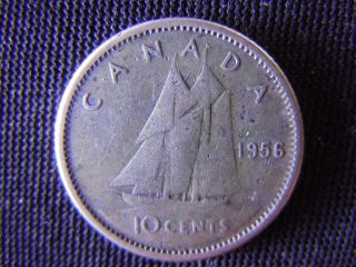 1956 - Canada 10 Cent Coin (silver) - Canadian Dime - World - 18f photo