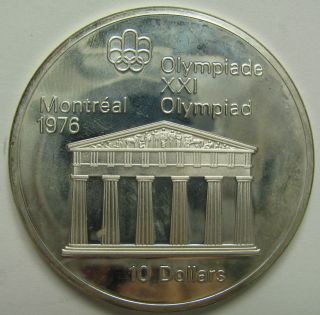 1974 $10 Proof Montreal Olympics Temple Zeus Clearance Canada.  925 Silver Ten Do photo