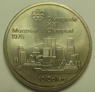 1973 $10 Bu 1976 Montreal Olympics Skyline Clearance Canada.  925 Silver Ten Doll photo