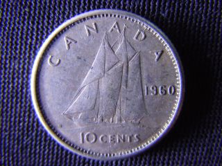 1960 - Canada 10 Cent Coin (silver) - Canadian Dime - World - 27f photo