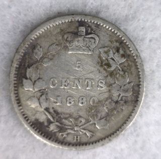 Canada 5 Cents 1880 H Silver (stock 0119) photo
