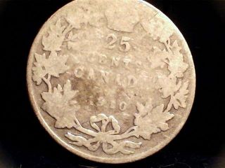 1910 Canadian Twenty Five (25) Cent Coin. .  92.  5 Silver.  Edwardvs Vi photo