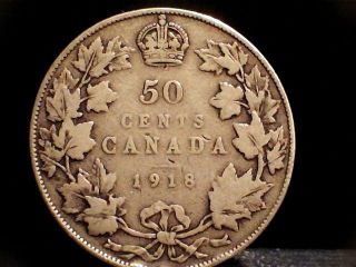 1918 Canadian Fifty Cent Coin. . .  Georgivs V photo