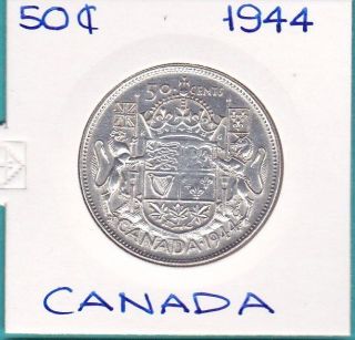 The Old Canada Silver Half Dollar 1944 Coin. photo