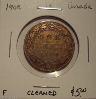 Canada Edward Vii 1908 Large Cent - F photo