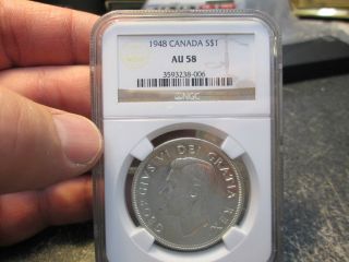 Key Date 1948 Canada Silver Dollar Ngc Au58 About Uncirculated photo