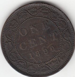 1899 Victoria Large Cent Vf 20 photo