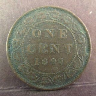 1897 Canadian Large (one) Cent Canada Queen Victoria Higher Grade photo