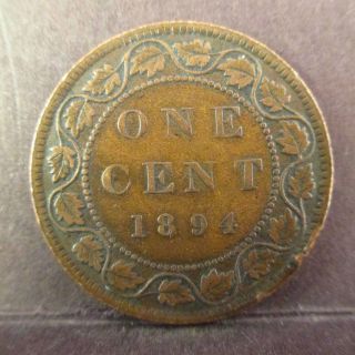 1894 Canadian Large (one) Cent Canada Queen Victoria Higher Grade photo