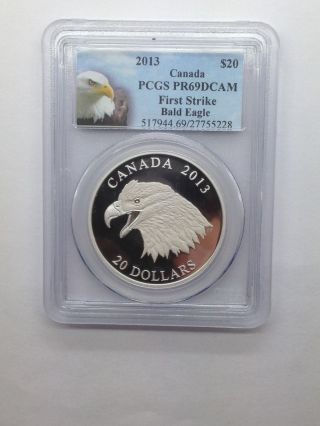 2013 Canada Silver $20 Bald Eagle Portrait Of Power Pcgs Pf69 Dcam First Strike photo