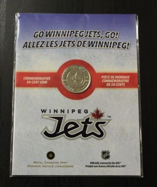 Royal Canadian Commemorative 50 - Cent Nickel - Plated Steel Coin Winnipeg Jets photo
