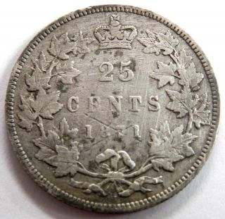 1871 Canada Silver 25 Cent Coin - Rare Key Date photo