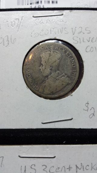 1907 - 1936 Canada Georgivs V 25 Cents Silver.  925 Canadian Coin photo